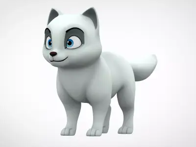 Arctic Fox Low-poly 3D model