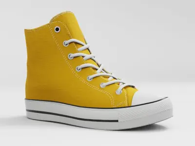 Converse All Star Style Unisex - Shoe Yellow PBR Low-poly 3D model