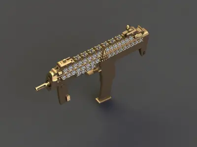 Gun Pendant Silver Gold Platinum Luxury Jewelry 3DM print model  3D print model