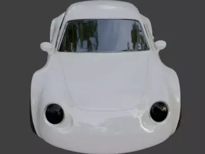 White Cartoon Car Model 3D print model