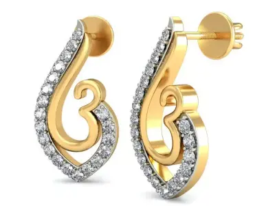 Solitaire Women Flower Drop Earring 3D print model get