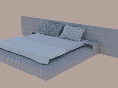 moden style wooden bed 12feet by 7feet 3D model