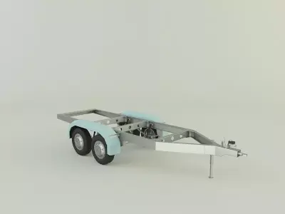 two axle empty trailer 3D model
