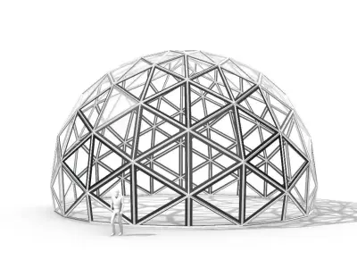 Triangulated 3D dome geodesic dome like structure v2 3D model