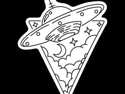 Flying UFO Neon Sign 3D model