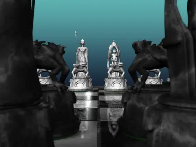 Chess Board Chessboard Gargoyles 3D model