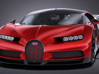 LowPoly Bugatti Chiron Sport 2019 Low-poly 3D model