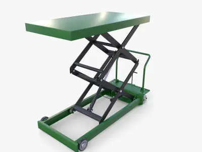 Scissor Lift Table Green Low-poly 3D model