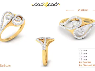  Exquisite Polished Diamond Ring 3D print model