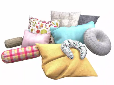 Pillow Set with flowers 3D model