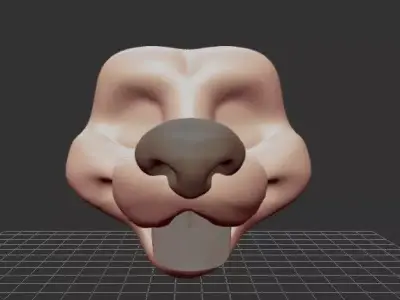 Furry Toony Anthro K-9 Wolf Head -removable tongue and nose- 3D model