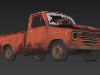Abandoned Rusty Truck 3D Model PBR Low-poly 3D model