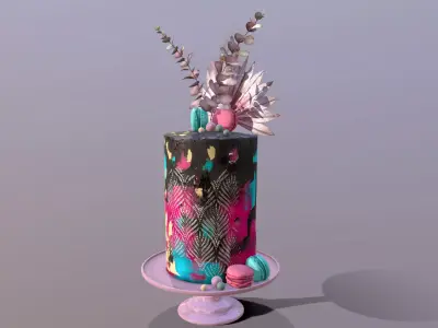 Luxury Turquoise Buttercream Cake Low-poly 3D model