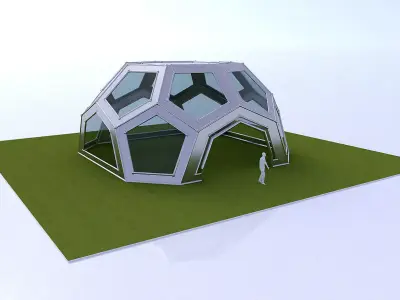 Pentagon Dome with frame and glass  3D model