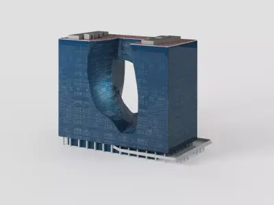 The Opus building dimension height 93 m Low-poly 3D model