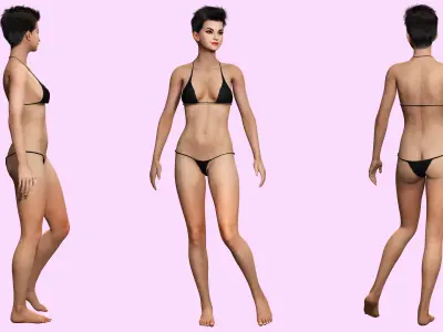 Pixie Casual Girl -  Model with Full Rig and Facial Controls Low-poly 3D model