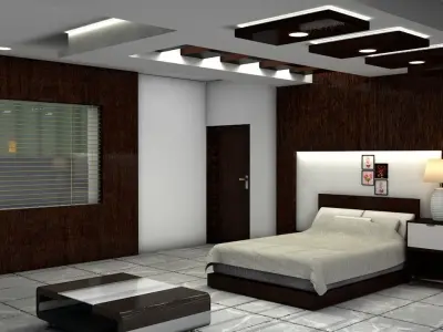 Bedroom design Low-poly 3D model