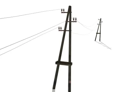 Electricity Pole 23 Weathered Low-poly 3D model