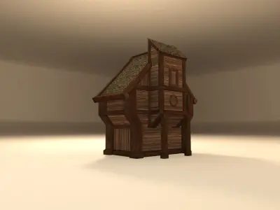 Fantasy medieval wooden house Low-poly 3D model