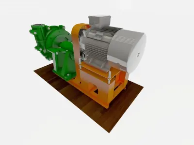 Warman 4 to 3Inch Pump High Quality 3D for Manufacturing  Piping Low-poly 3D model