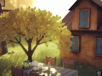 3D Environment wooden house Free low-poly 3D model