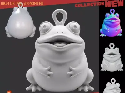 Cute Frog Keychain  3D Printable Happy Amphibian Model 3D print model