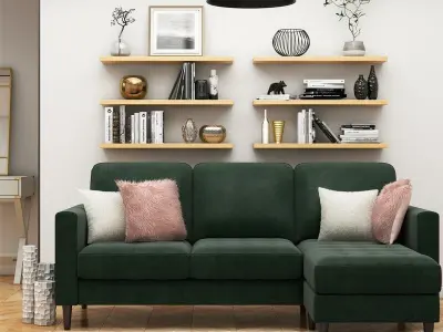 Strummer Velvet Reversible Sofa And Chaise - 2 Colour 3D model