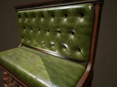 Antique Couch -PBR Game Ready 3D model Low-poly 3D model