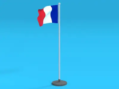 Low Poly Seamless Animated France Flag Low-poly 3D model