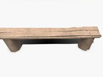 Old Wooden Bench Low-poly PBR Low-poly 3D model