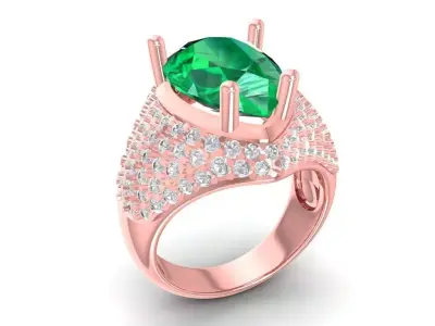 Luxury Pear Cut Pave Diamond Ring for Women 1158 3D print model