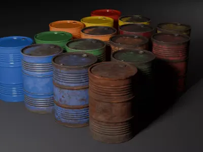 Oil Drum low-poly with LOD Low-poly 3D model