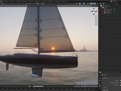 SailBoat Black 3D model