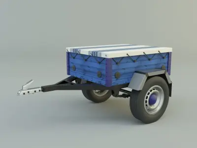 blue car trailer model 3D model