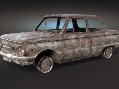 Burnt Retro Car 03 Low-poly 3D model
