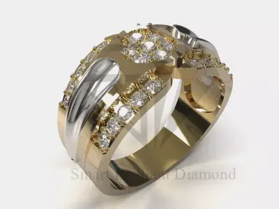 Ready for casting file for the Imperial Two Color ring fr0066 3D print model