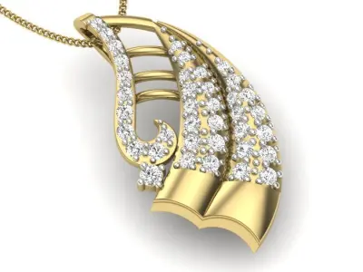 Pendant 3dm render detail diamond gold 3D print model