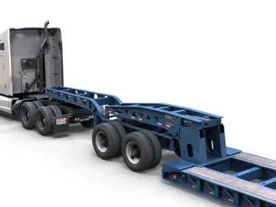 Kenworth T680 lowboy semitruck Low-poly 3D model