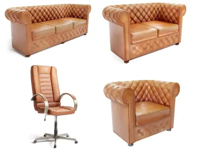  armchair used leather collections x4 az9 3D Model Pack