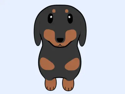 A Dachshund Dog With A Toon Cell Shade Style 3D model