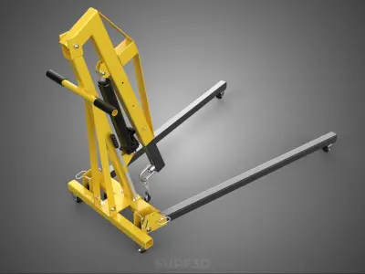 ARM FOLDED HYDRAULIC JACK MOBILE ENGINE CRANE HOIST LIFTING SHOP 3D model