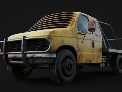 rusted truck car Low-poly 3D model
