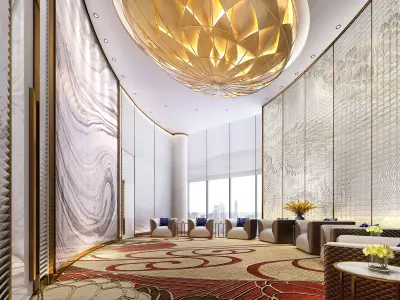 Executive Negotiation Room - Corporate Boardroom Scene Low-poly 3D model