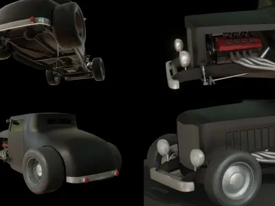 LowPoly HotRod Low-poly 3D model