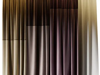 Set of soft silk curtains with wrinkles - collections 010 HBH Low-poly 3D model