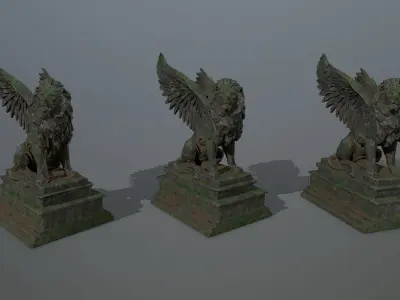 lion statue Low-poly 3D model