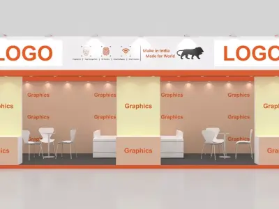 Exhibition Stall 9X3 three Side open Low-poly 3D model