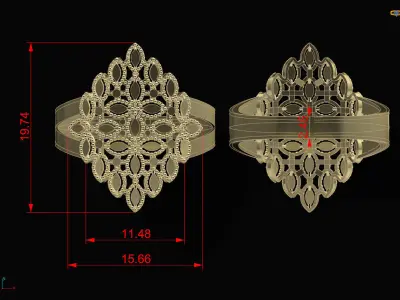 Fushion Women Ring Stone Free Including US Ring Sizes 3D print model