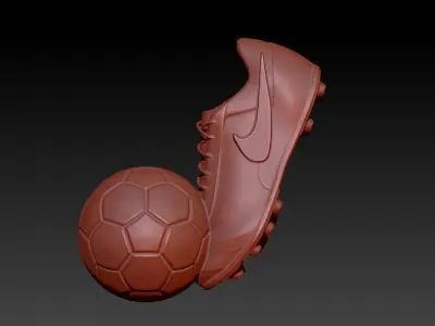 Soccer Shoe and Ball Pendant Necklace Jewelry 3D print model