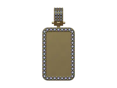 Diamond bail rectangular memory pendant 3D print model